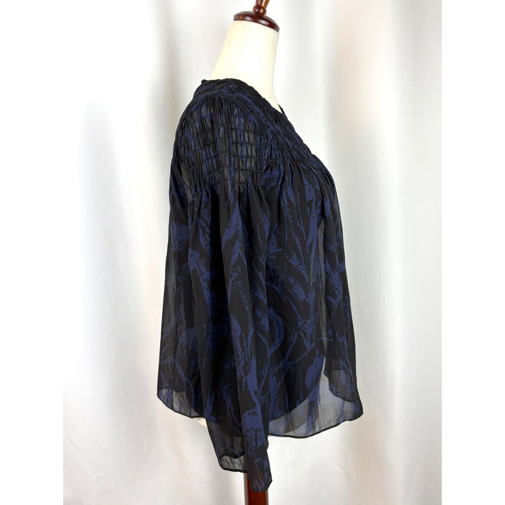 Banana Republic Factory Smocked Sheer Chiffon Boho Romantic Blouse XXS - Picture 3 of 7
